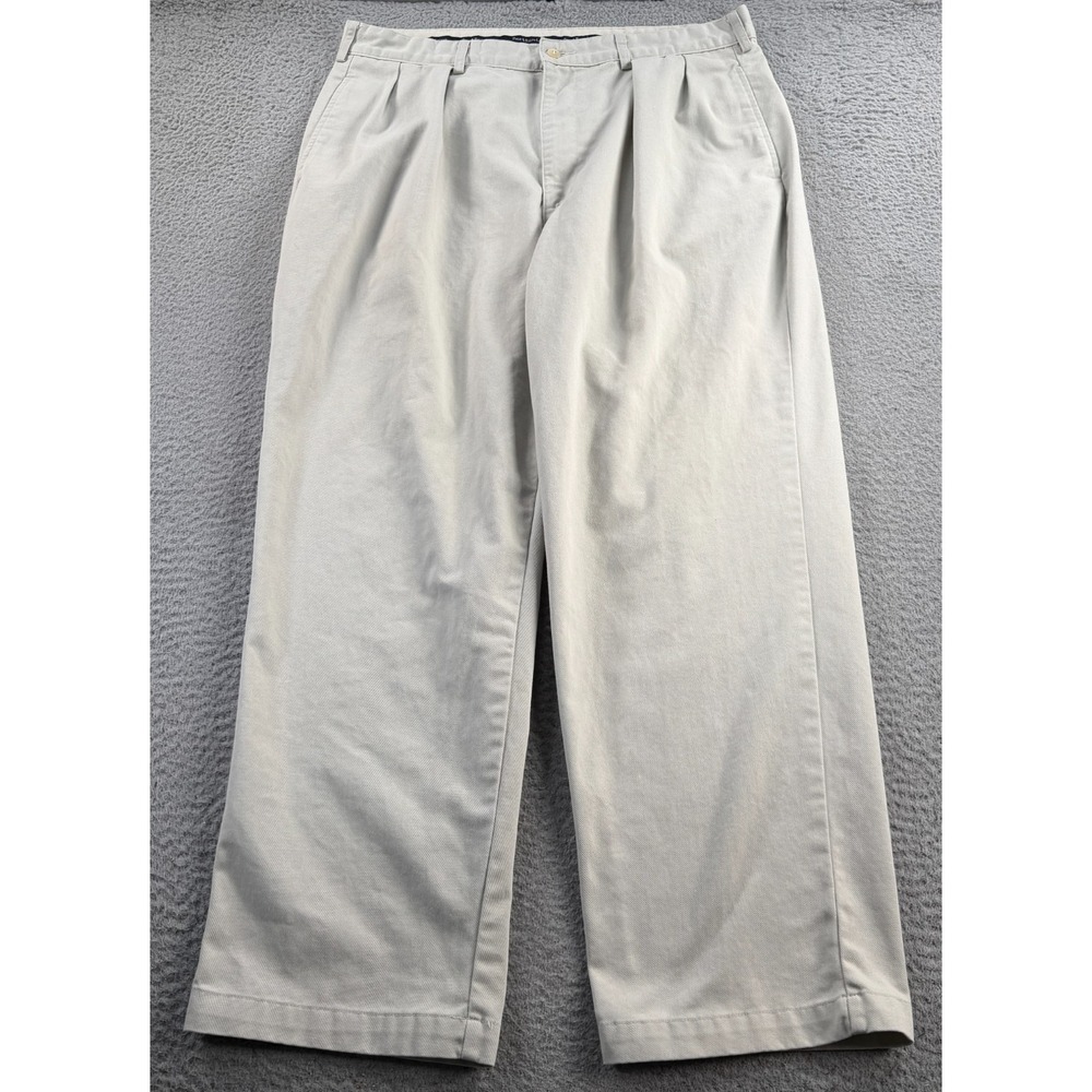 Polo Ralph Lauren Andrew Pants Mens 36x29 Beige Pleated Preppy Vintage USA MADE